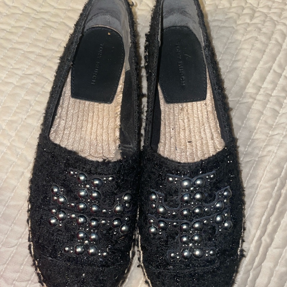Tory Burch Black Pearl Embellished Women's Espadrilles